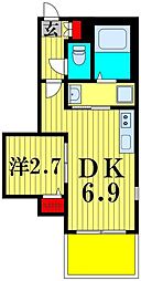 ハーモニーテラス上篠崎III 1DKの間取図画像