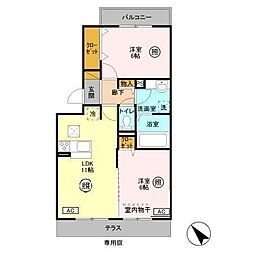 アルバグランデ 2LDKの間取図画像