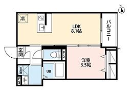 江戸川区一之江3丁目アパート 1LDKの間取図画像