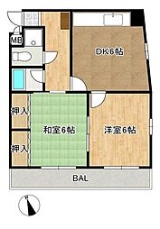 サンフラワー浦安 2DKの間取図画像