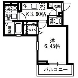 Verde塩焼 1Kの間取図画像