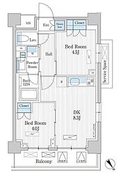 パークアクシス門前仲町テラス 2DKの間取図画像