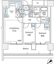 HARUMIFLAGSUNVillageD棟 2LDKの間取図画像