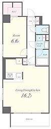 エルボヌール勝どき 1LDKの間取図画像