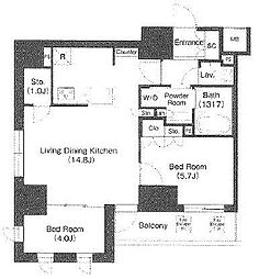 ミリアレジデンス蔵前 2LDKの間取図画像