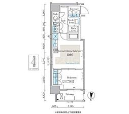 パークアクシス日本橋本町 1LDKの間取図画像