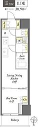 WORVE東京木場 1LDKの間取図画像