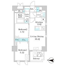 EL-SERENO錦糸町 2LDKの間取図画像