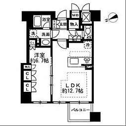 プレミスト明石町 1LDKの間取図画像