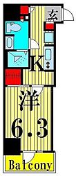 パークアクシス押上サウス 1Kの間取図画像