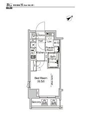 プラウドフラット門前仲町4 1Kの間取図画像