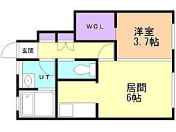 サンシャイン 1DKの間取図画像