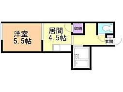 パレス深堀 1DKの間取図画像