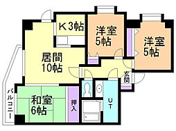 ロクゴーリーブル五稜郭 3LDKの間取図画像