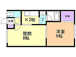 アヴェイル 1LDKの間取図画像