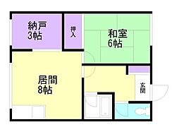 コミュニティ富岡1 1LDKの間取図画像