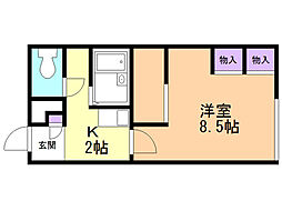 レオパレスエミール美原台A館 1Kの間取図画像