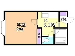 ルミネ川原 1Kの間取図画像