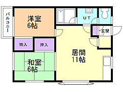 コーポチェリー 2LDKの間取図画像