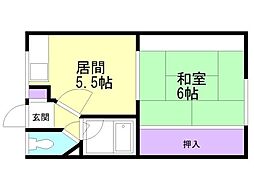 マンション吉田6号 1DKの間取図画像