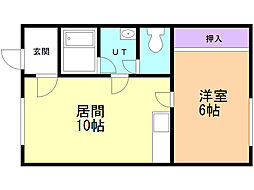 第10タジマハイツ 1LDKの間取図画像