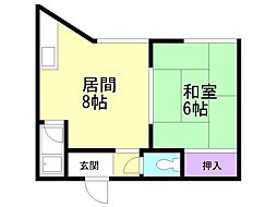 コーポ玲 1LDKの間取図画像