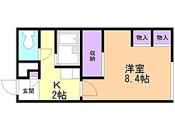 レオパレスPineBeach 1Kの間取図画像