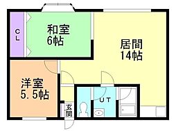 オーシャンパレス 2LDKの間取図画像