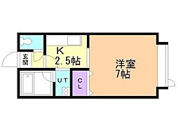 シングルコート上野2 1Kの間取図画像