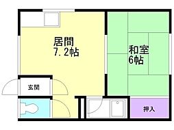 クリエイト時任 1DKの間取図画像