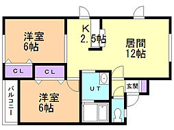フィールドハウス 2LDKの間取図画像