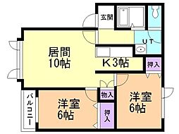 ピュアクリスタル 2LDKの間取図画像