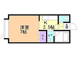 シングルコート上野2 1Kの間取図画像