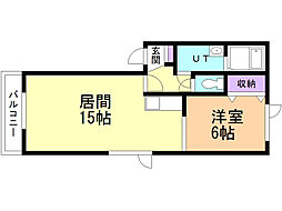 ペガサス中道 1LDKの間取図画像
