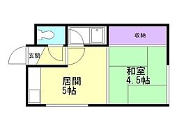はまなす荘 1DKの間取図画像