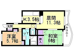 マンションリヴァージュ 2LDKの間取図画像
