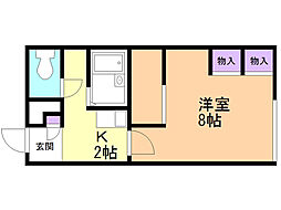 レオパレスルミエール3 1Kの間取図画像