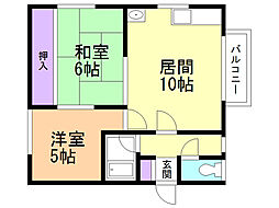 コーポカタオカ 2LDKの間取図画像