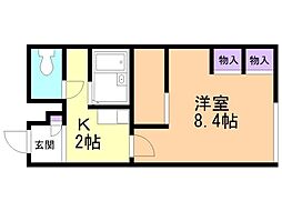 レオパレス道 1Kの間取図画像