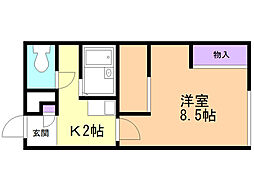 レオパレスリリー 1Kの間取図画像