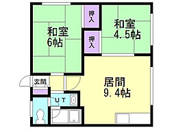 宏栄荘 2DKの間取図画像