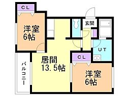 フィールドヴィレッジ 2LDKの間取図画像