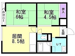 プリモセジュール 2DKの間取図画像