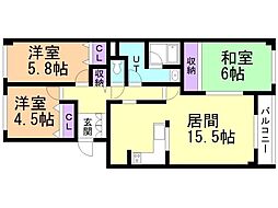 シャトーム深堀町 3LDKの間取図画像