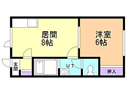 ロエル昭和 1LDKの間取図画像