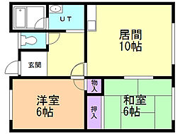 サンリヴァージュ・N 2LDKの間取図画像