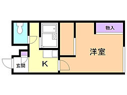 レオパレスエクシール 1Kの間取図画像
