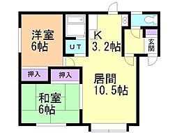 ハイツ田原 2LDKの間取図画像