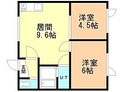 アパート 2LDKの間取図画像