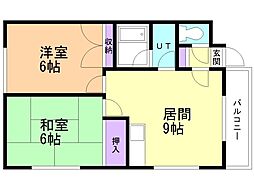 コーポセラミー 2DKの間取図画像
